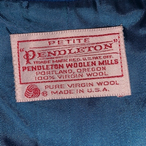 Vintage Pendleton Virgin Wool 2 Button Teal Blue Blazer Size Small Petite - Picture 6 of 17